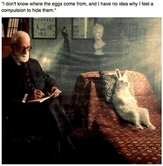 Easter Bunny psychotherapy session with Sigmund Freud Easter Bunny psychotherapy session with Sigmund Freud
