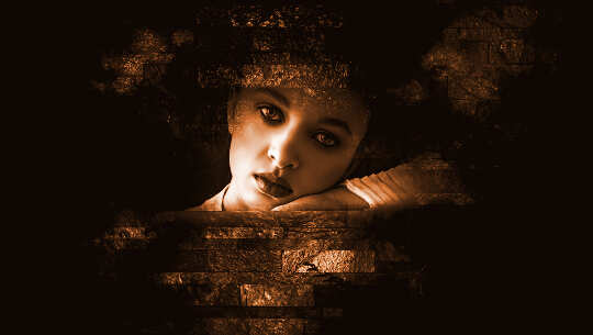 Nourishing the Sunrise of Peace with Love and Music women peering through an opening in a dark wall