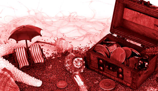 Healing Outside the Box a chest with gold coins on a beach