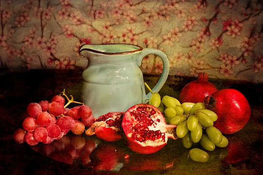 Making Lifestyle Changes? Go Slow -- Ease Your Way In a still life painting of various fresh fruits and a clay pitcher